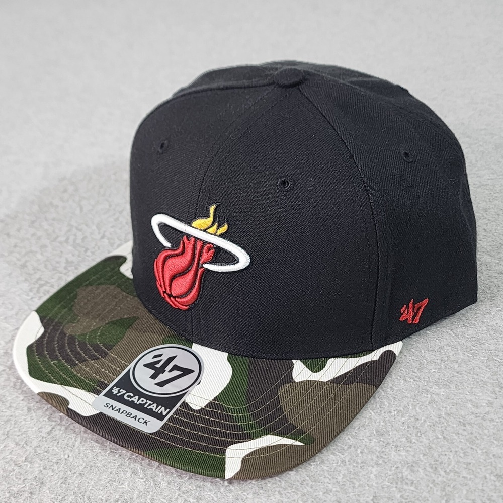 Miami Heat NBA Hat Canteen '47 Brand Captain Snapback‎ Adjustable Black Camo